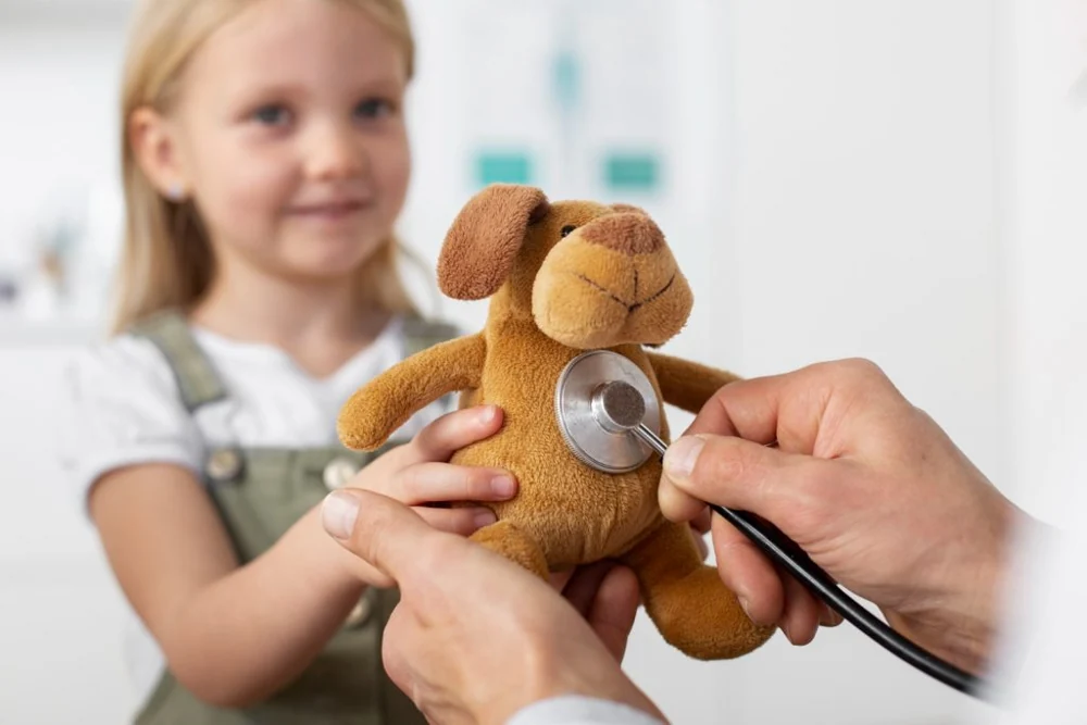 Children in a bright, welcoming community health setting